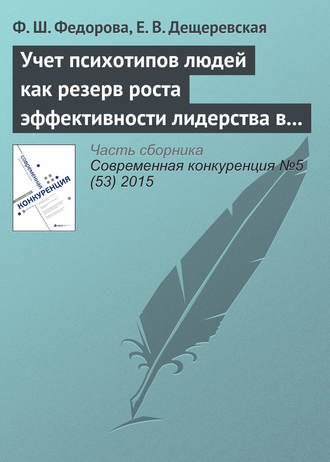 Учет психотипов людей как резерв роста эффективности лидерства в инновационном бизнесе. Ф. Ш. Федорова