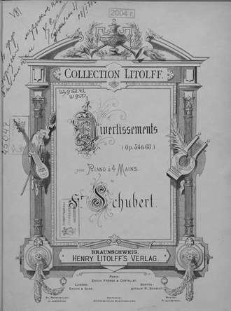Франц Петер Шуберт. Divertissements (Op. 54 & 63) pour piano a 4 ms. de S. Schubert