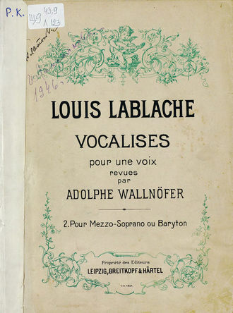 Vocalises pour une voix rev par Ad. Wallnoffer. Луиджи Лаблаш