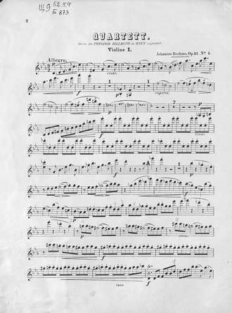 Йоганнес Брамс. Quartette Ор. 51, № 1 fur 2 Violinen, Bratsche und Violoncell