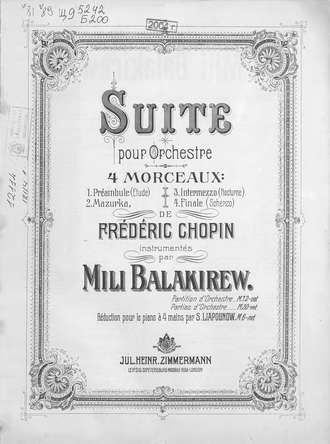Милий Алексеевич Балакирев. Suite pour Orchestre