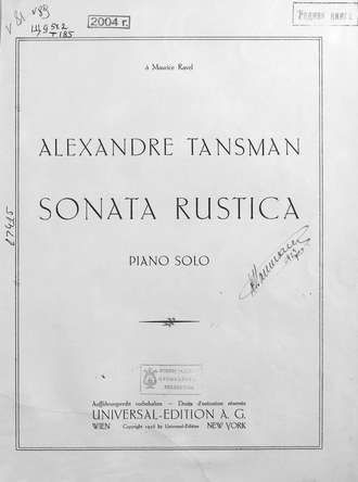 Александр Тансман. Sonata rustica