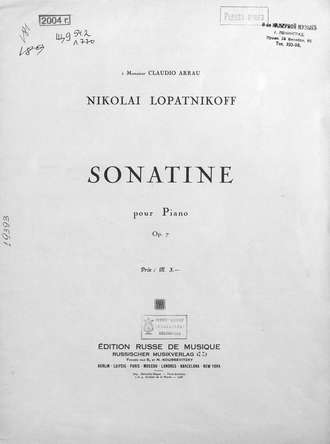 Sonatine pour Piano. Николай Львович Лопатников