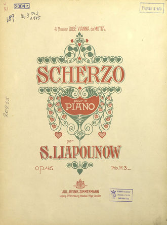 Сергей Михайлович Ляпунов. Scherzo pour le piano par S. Liapunow