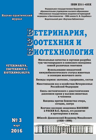 Ветеринария, зоотехния и биотехнология №3 2016. Группа авторов