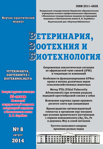 Ветеринария, зоотехния и биотехнология №8 2014. Группа авторов