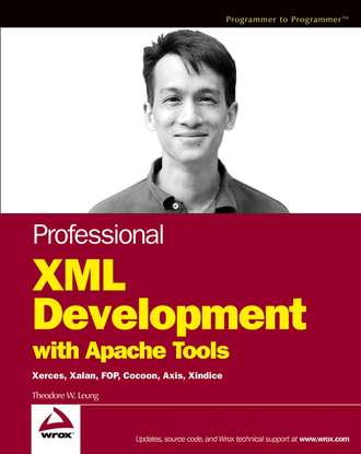 Theodore Leung W.. Professional XML Development with Apache Tools. Xerces, Xalan, FOP, Cocoon, Axis, Xindice