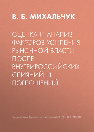 Оценка и анализ факторов усиления рыночной власти после внутрироссийских слияний и поглощений. В. Б. Михальчук