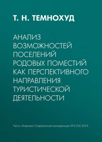 Анализ возможностей поселений родовых поместий как перспективного направления туристической деятельности. Т. Н. Темнохуд