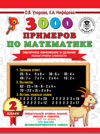3000 примеров по математике. Табличное умножение и деление. Разные уровни сложности. 2 класс. 