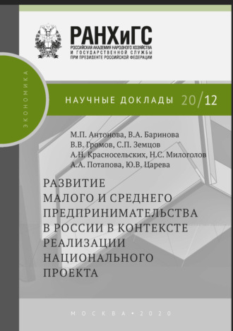 В. В. Громов. Развитие малого и среднего предпринимательства в России в контексте реализации национального проекта