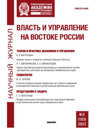 Группа авторов. Власть и управление на Востоке России №2 (103) 2023