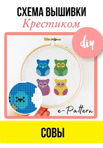 Совы. Схема вышивки крестиком. 