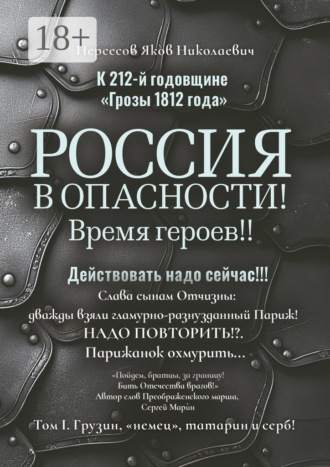 К 212-й годовщине «Грозы 1812 года». Россия в Опасности! Время героев!! Действовать надо сейчас!!! Том I. Грузин, «немец», татарин и серб!. Яков Николаевич Нерсесов