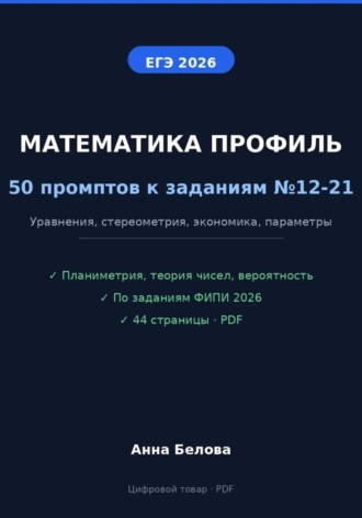 Математика профиль ЕГЭ 2026: 50 промптов по заданиям ФИПИ. 