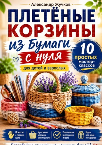 Плетёные корзины из бумаги с нуля. 10 простых мастер-классов для детей и взрослых. Александр Жучков