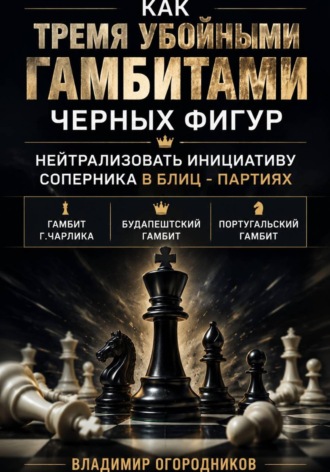 Владимир Огородников. Как тремя убойными гамбитами  черных фигур нейтрализовать инициативу соперника в блиц-партиях.       Гамбит Г.Чарлика, Будапештский гамбит, Португальский гамбит