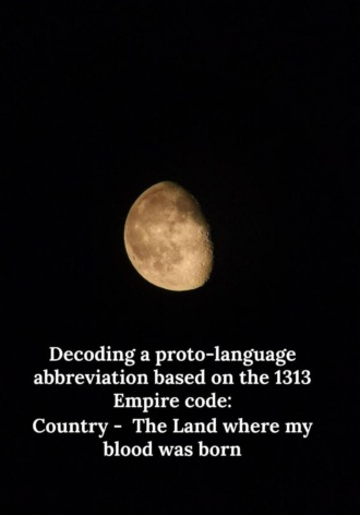 Decoding a proto-language abbreviation based on the 1313 Empire code: Country -  The Land where my blood was born. 